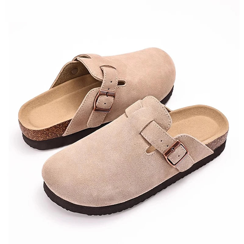 Women Classic Platform Clogs Slippers Girls Fashion Suede Clogs Slippers Thick Soles Cork Footbed Antislip Soft Leather Shoes | Sorpresa